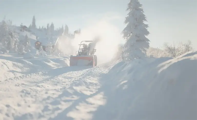 Snöslunga i snölandskap