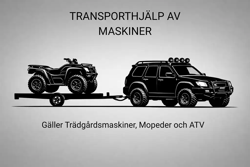 En bil med släpkärra lastad med en fyrhjuling för transport.